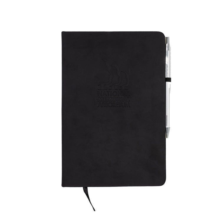 Arboretum Notebook and Pen black debossed logo on front