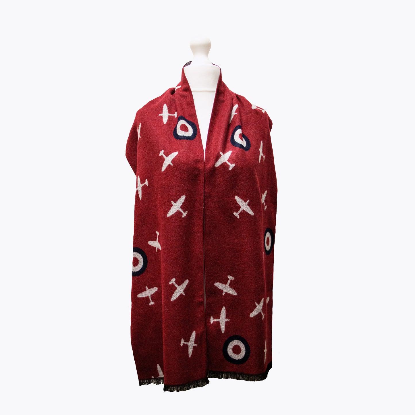 Burgundy and Grey Spitfire Scarf
