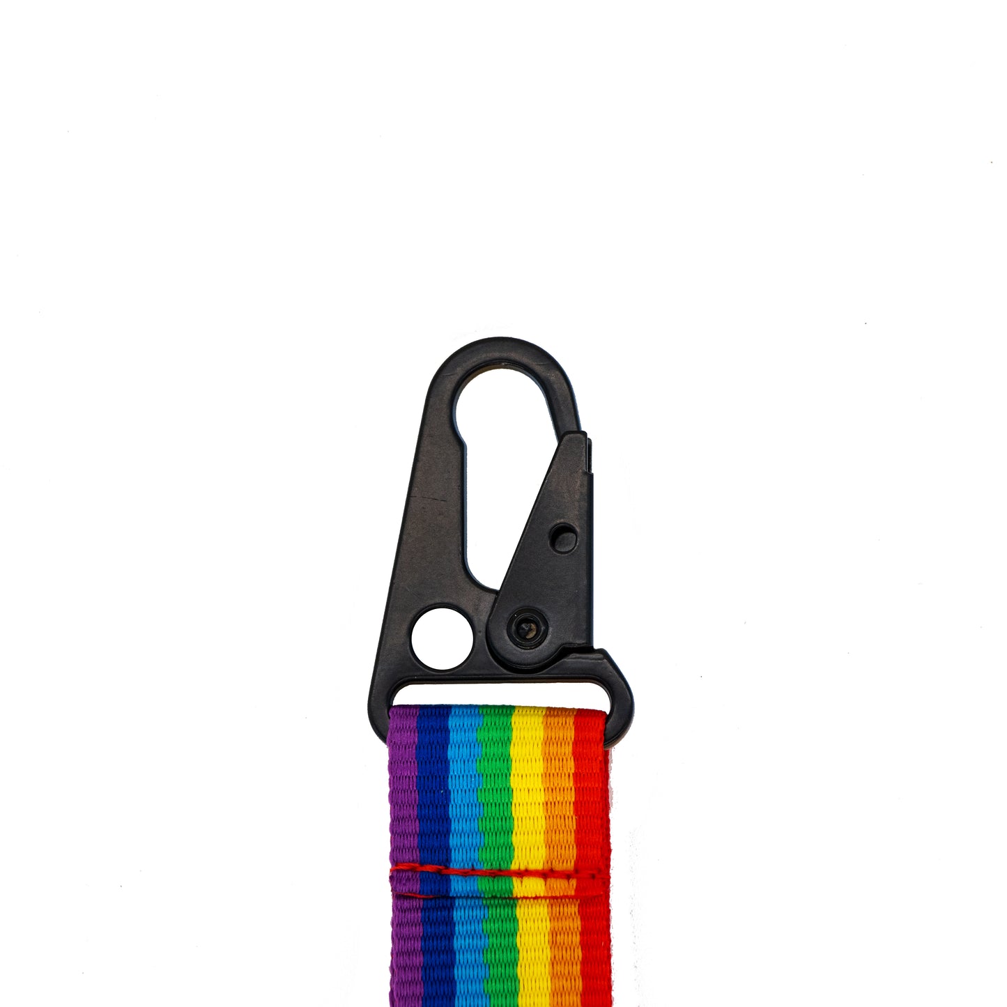 LGBTQ+ Rainbow lanyard with a black carabiner CLIP