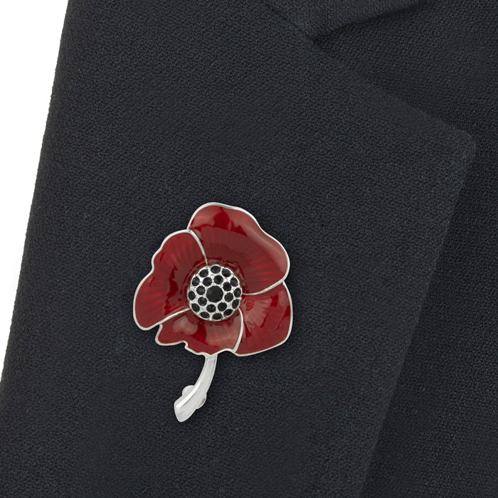Poppy Brooch On Lapel