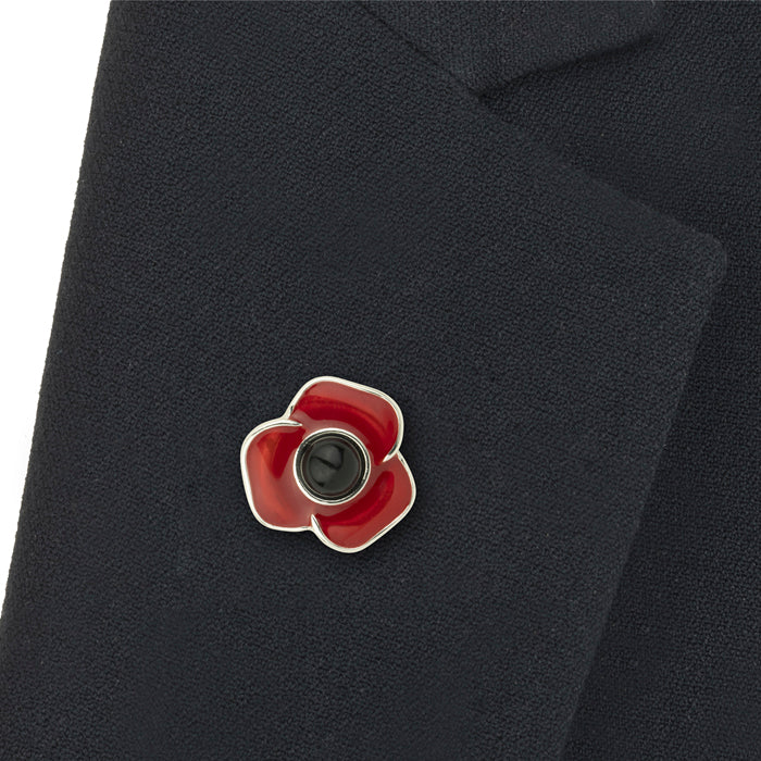 Poppy Lapel Pin On Lapel