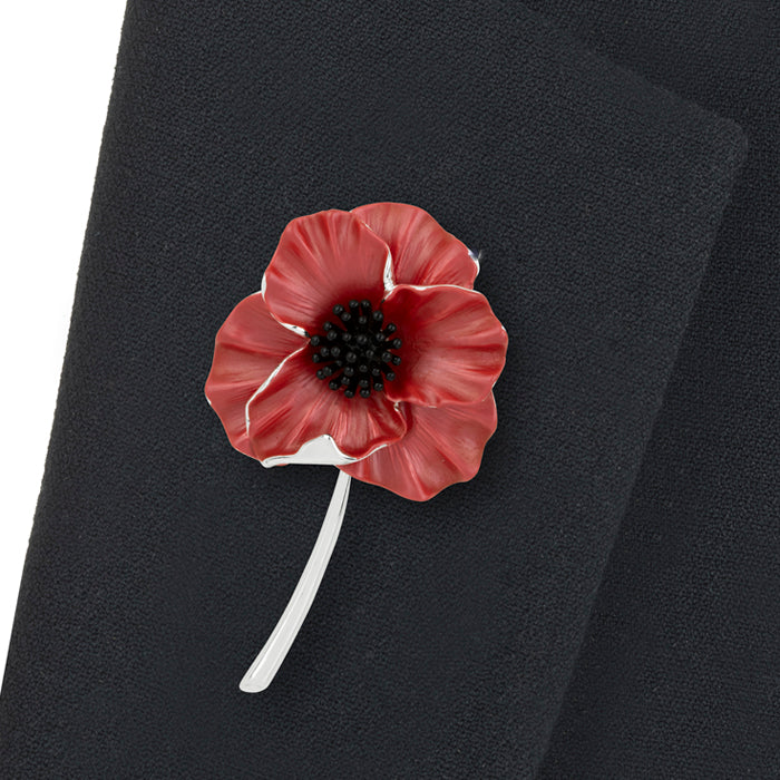 Poppy Red Flower Brooch