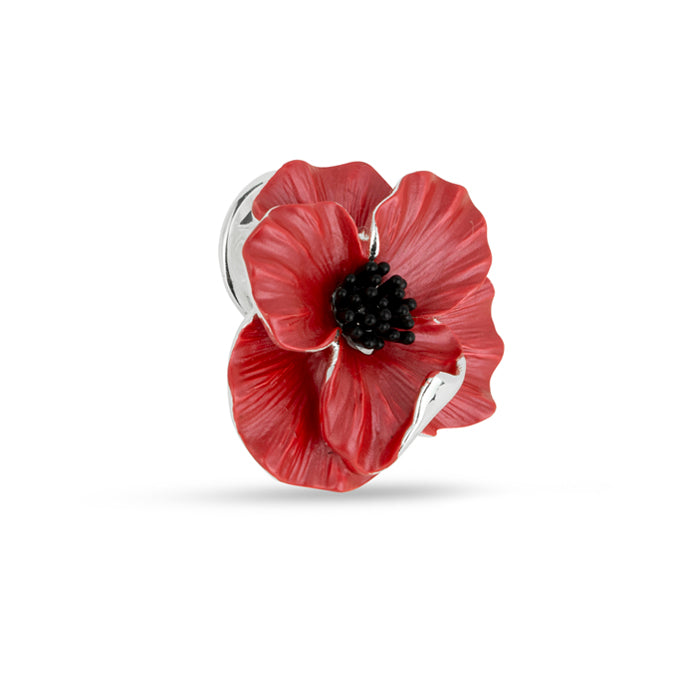Poppy Red Flower Lapel Pin