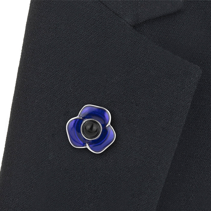 Purple Poppy Lapel Pin On Lapel