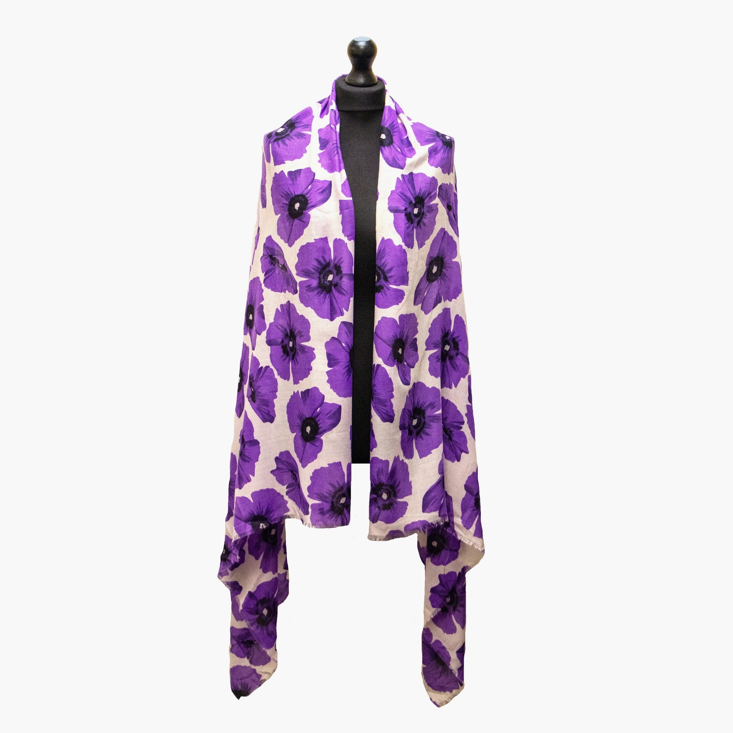 Poppy Purple and White Scarf