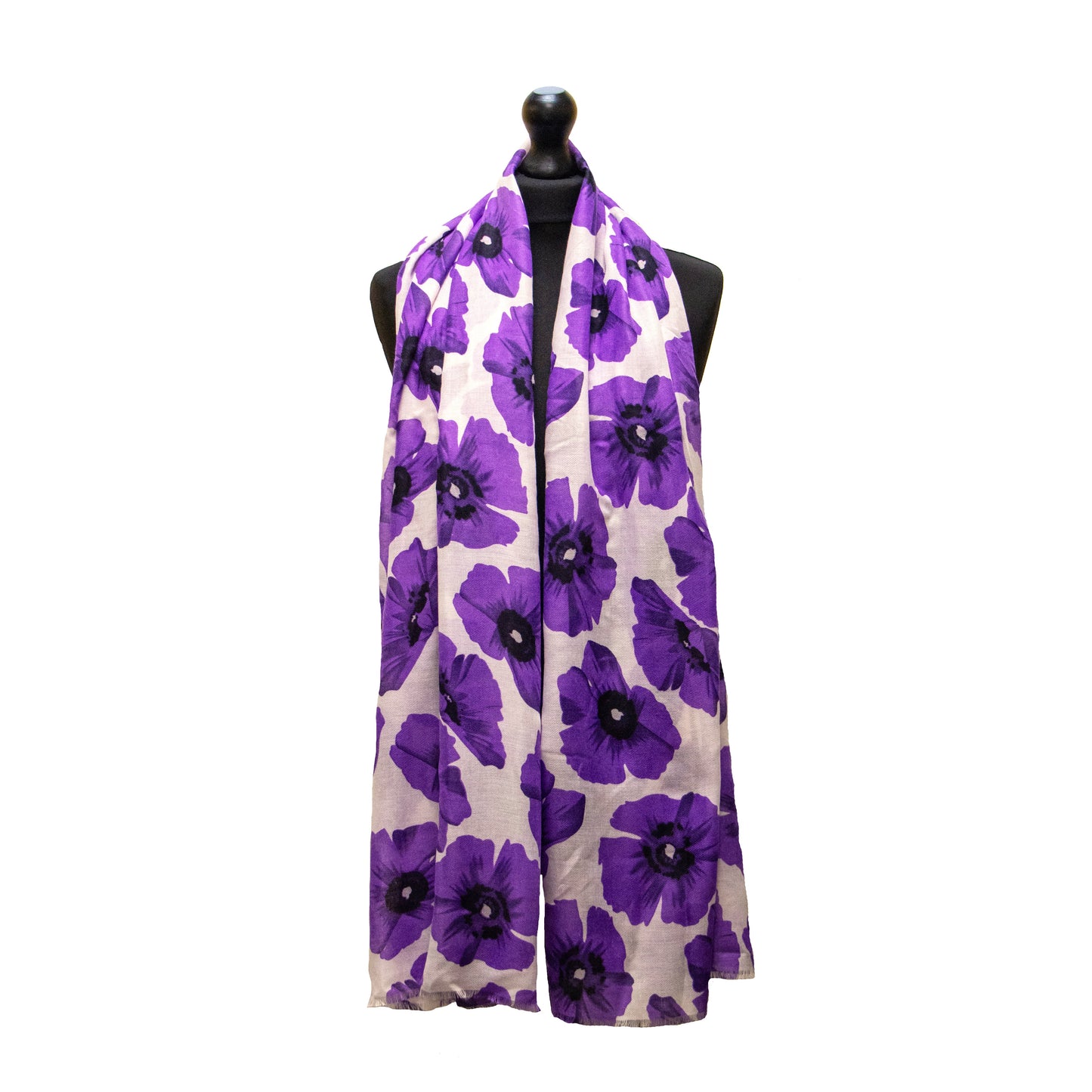 Poppy Purple and White Scarf