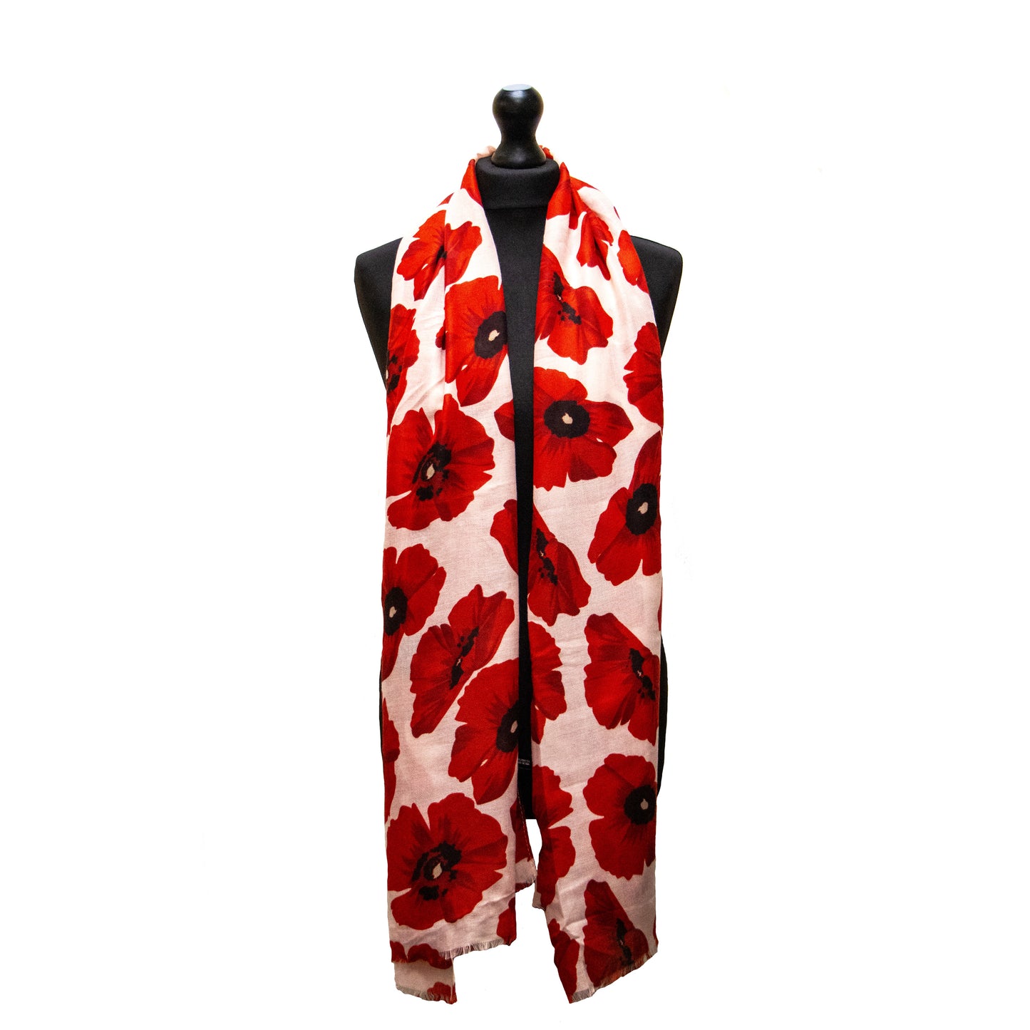 Poppy Red and White Scarf