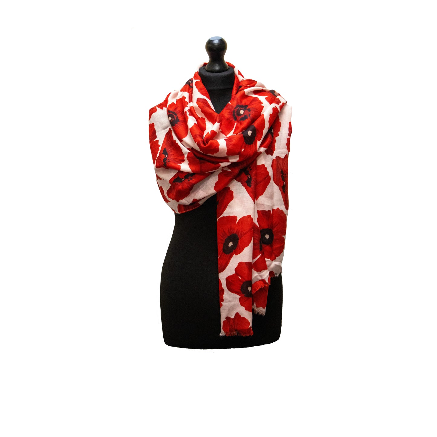 Poppy Red and White Scarf