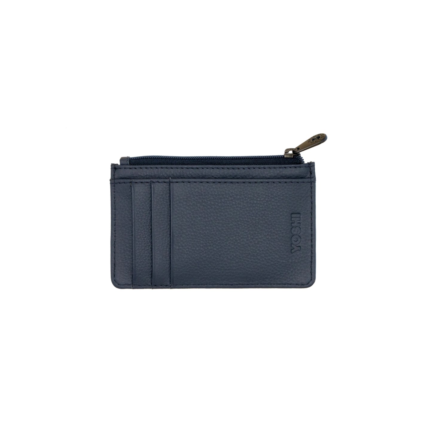 Zip top navy leather purse/card holder