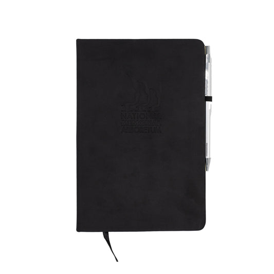 Arboretum Notebook and Pen black debossed logo on front 