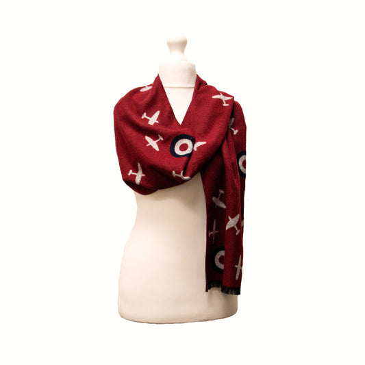 Burgundy and Grey Spitfire Scarf