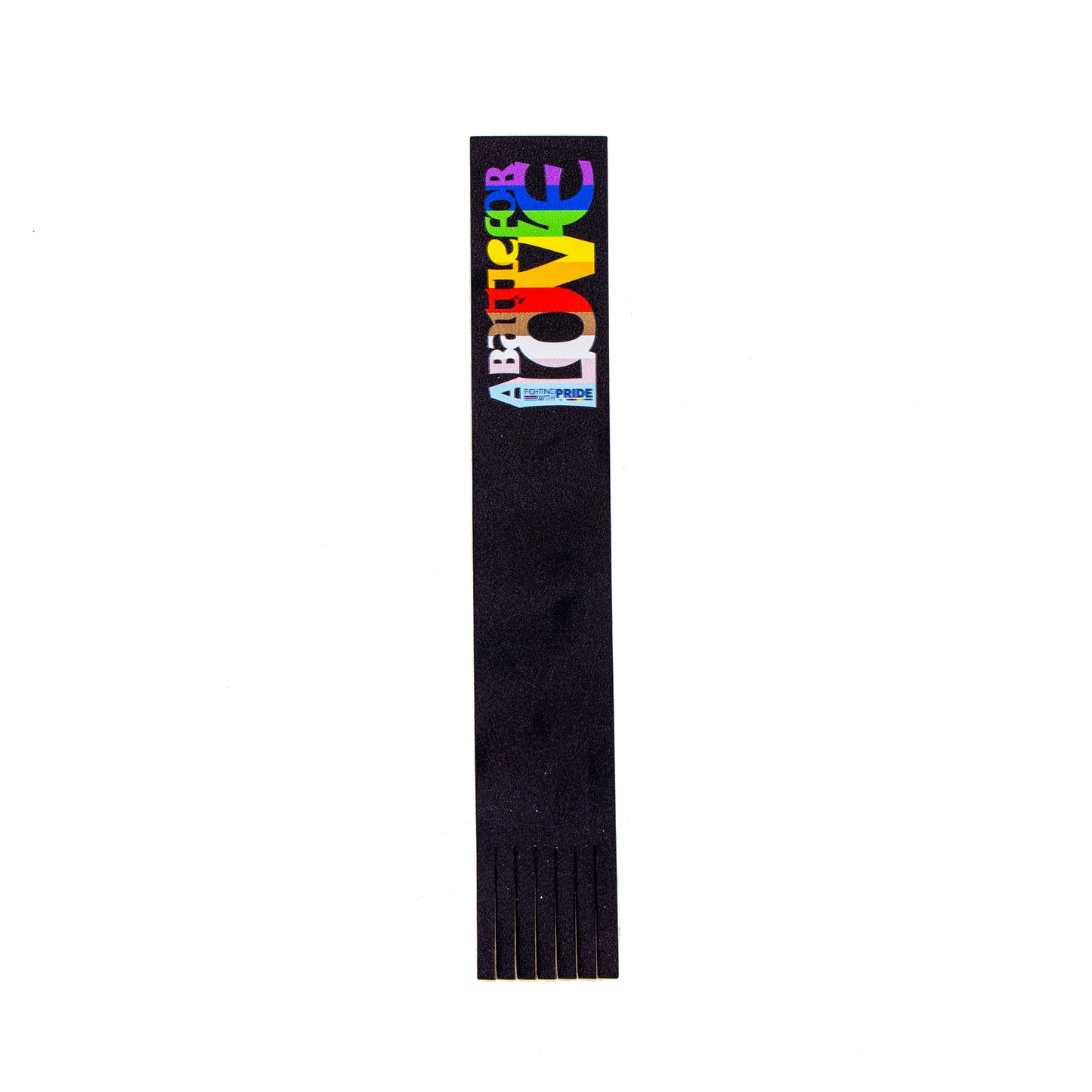 'Fighting With Pride' and 'Battle For Love'_Fringed Leather 
Bookmark LGBTQ+ Colours 