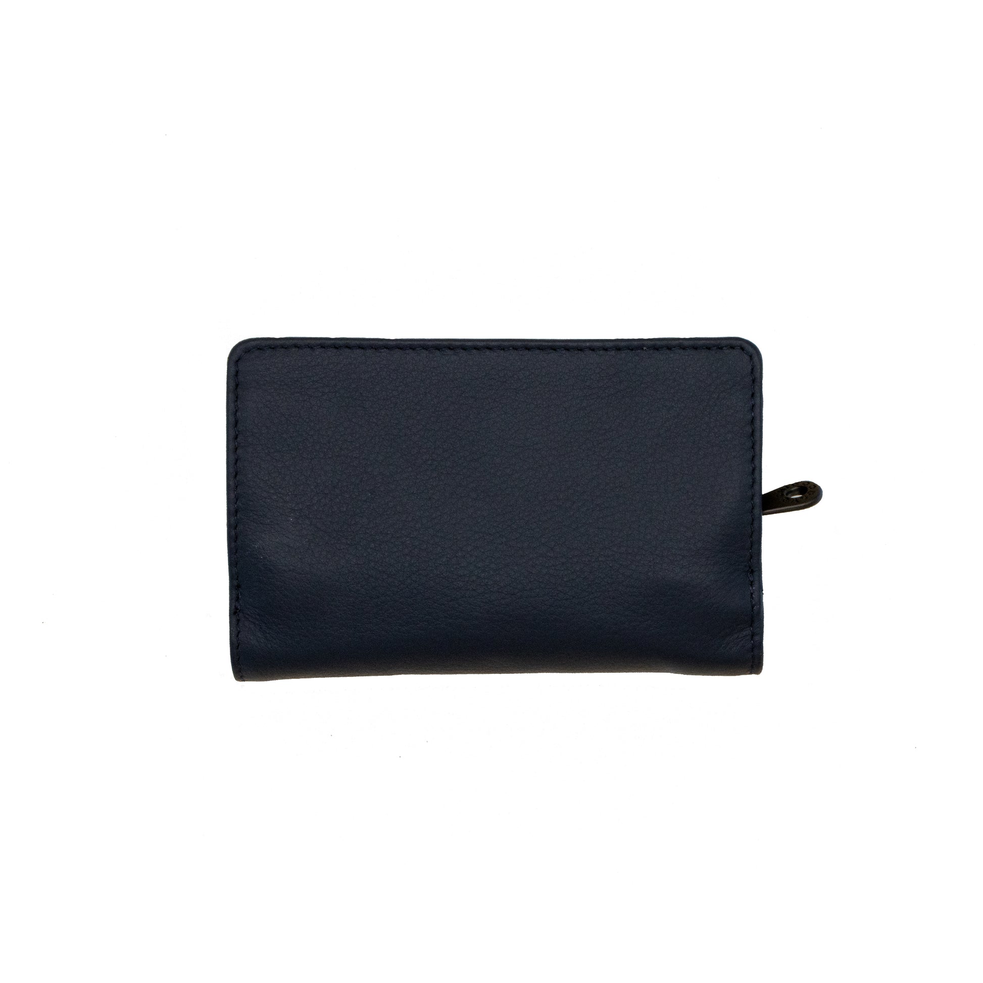 Black leather flap over wallet 