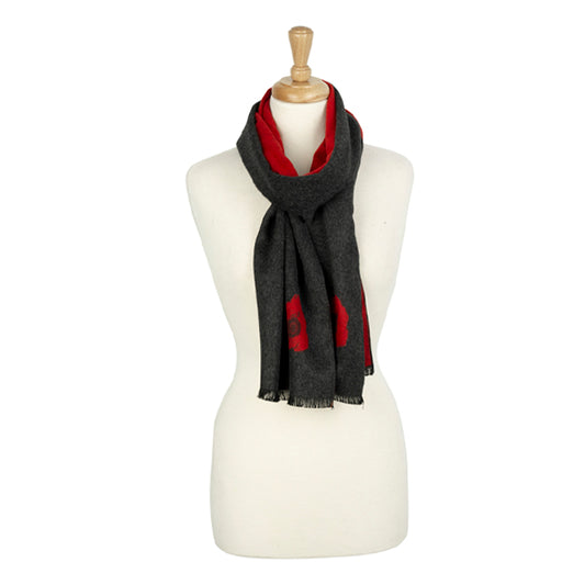 Grey Poppy Scarf Around Neck