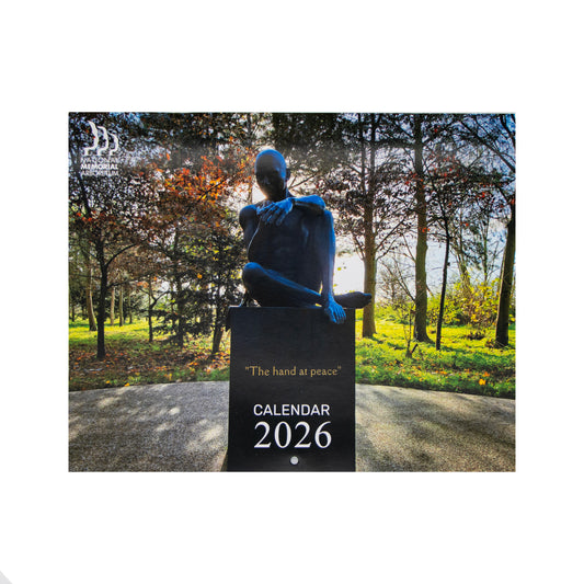 National Memorial Arboretum Calendar 2026 featuring the memorial 'The Hand at Peace'.