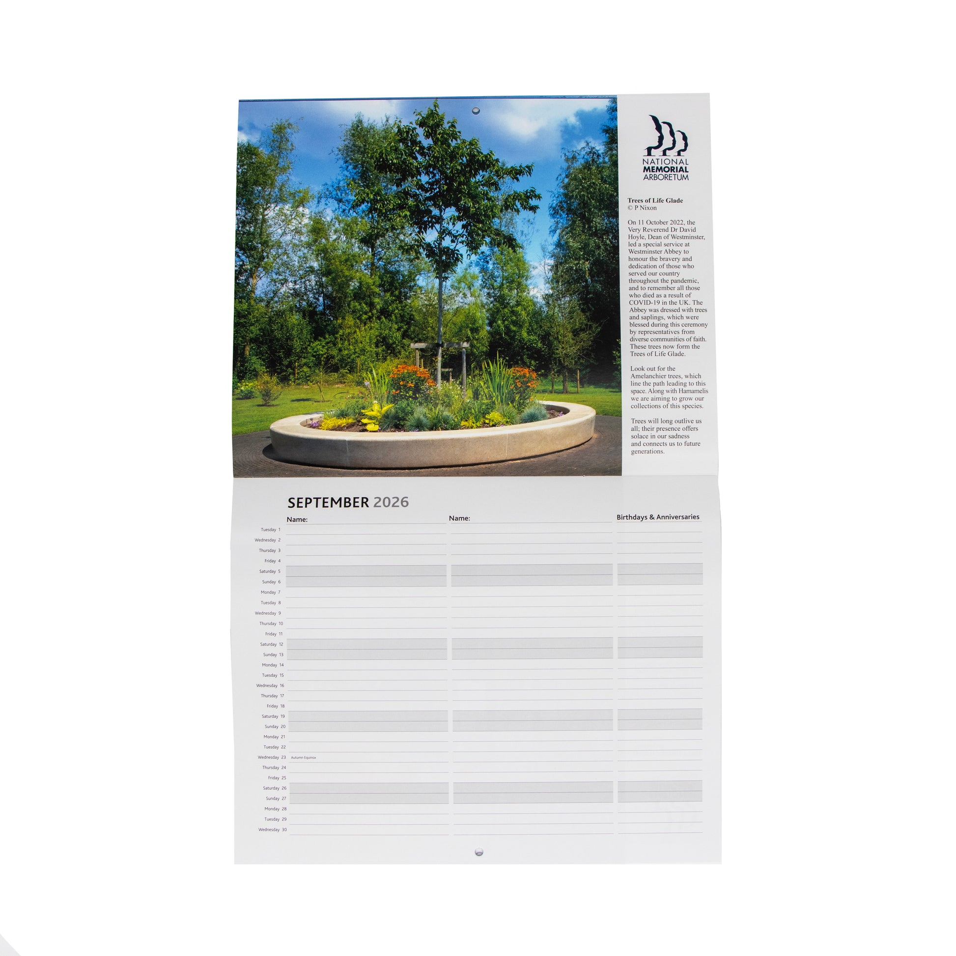 National Memorial Arboretum Calendar 2026