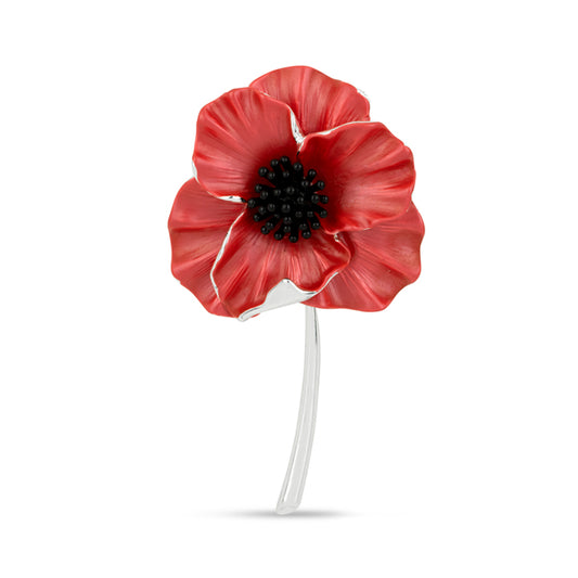 Poppy Red Flower Brooch