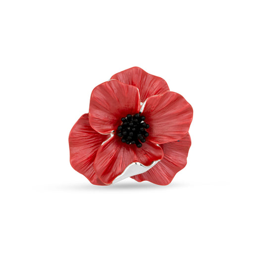 Poppy Red Flower Lapel Pin