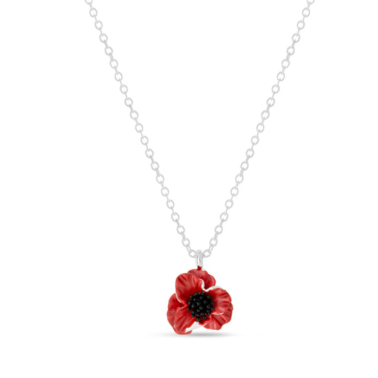 Poppy Red Flower Pendant