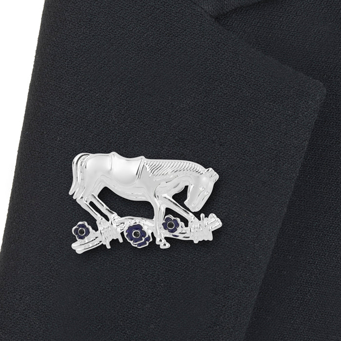 Purple Poppy War Horse Brooch On Lapel