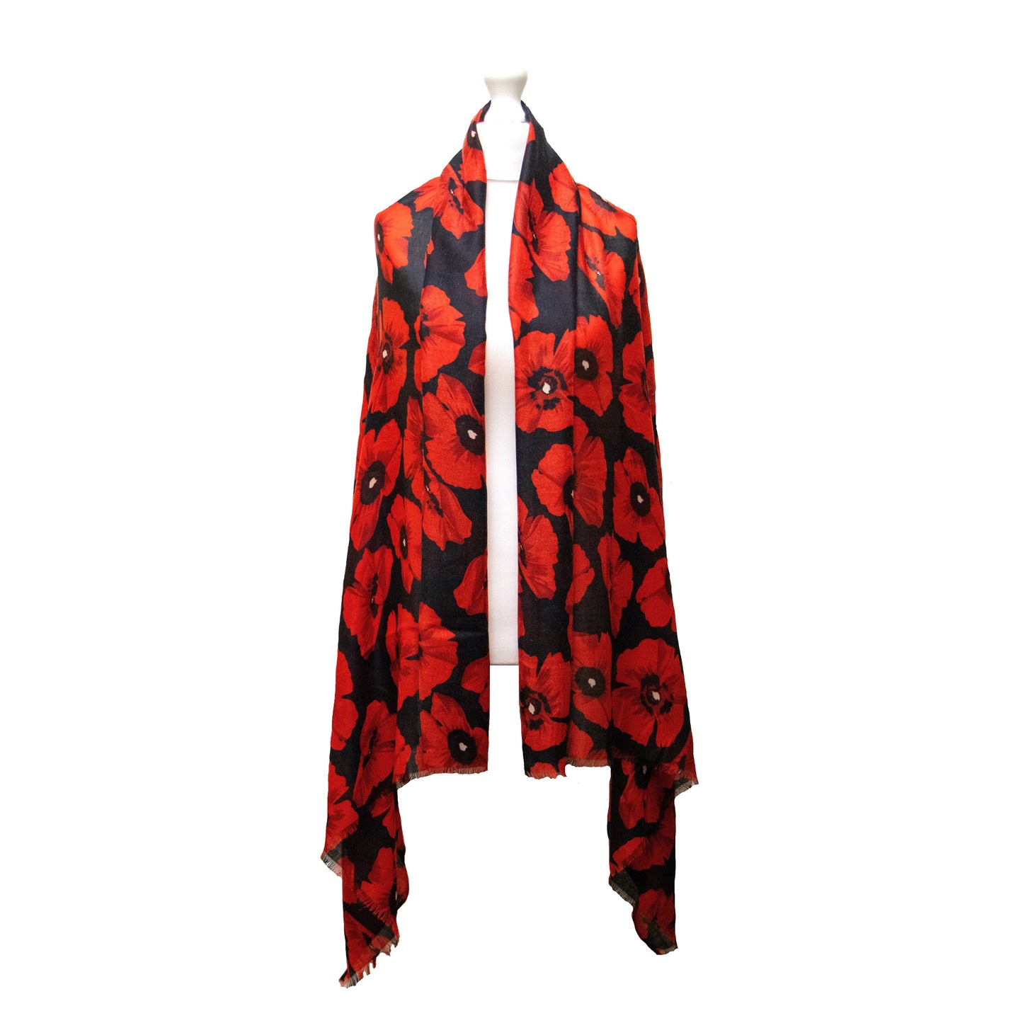Poppy Red and Black Scarf