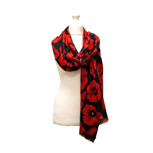 Poppy Red and Black Scarf