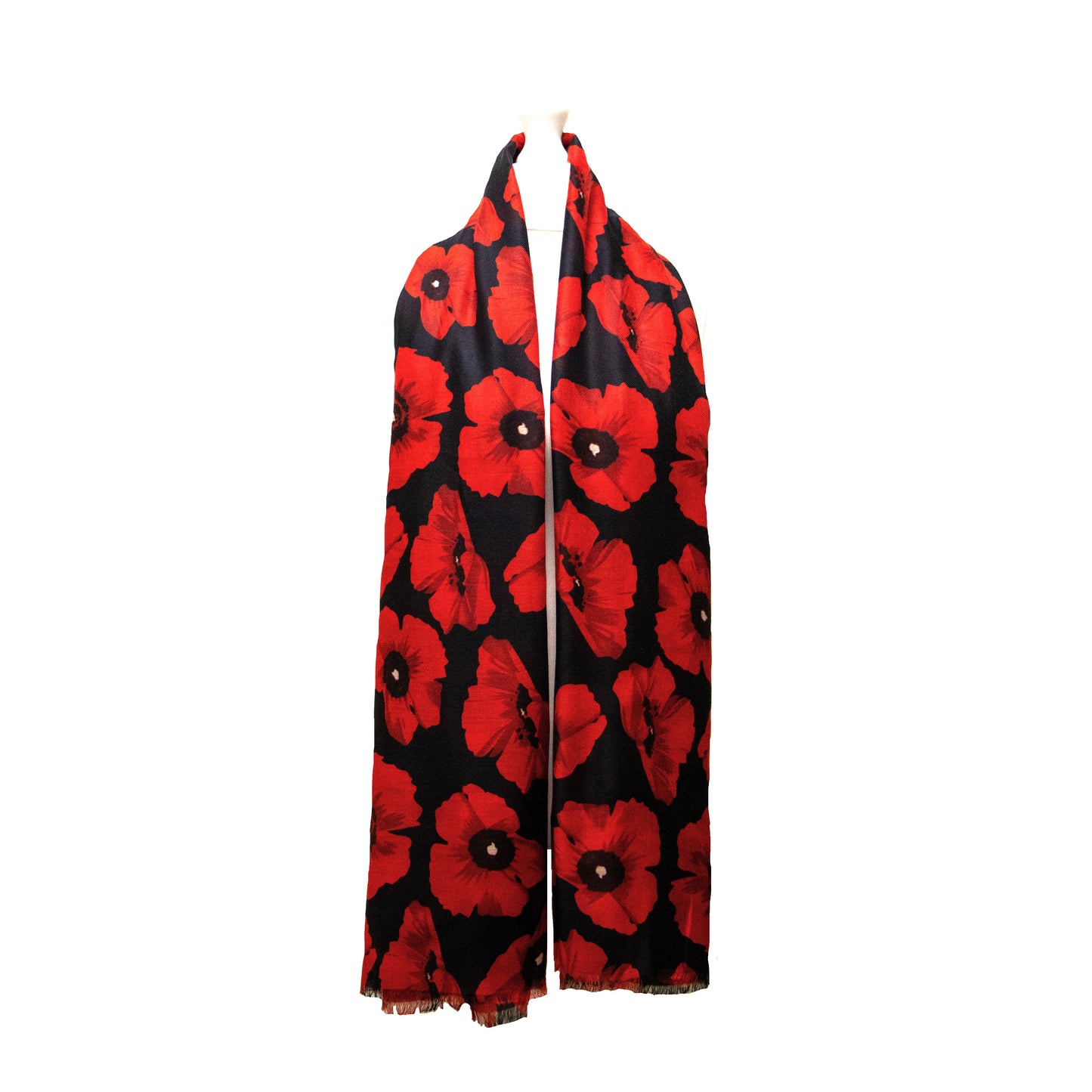 Poppy Red and Black Scarf