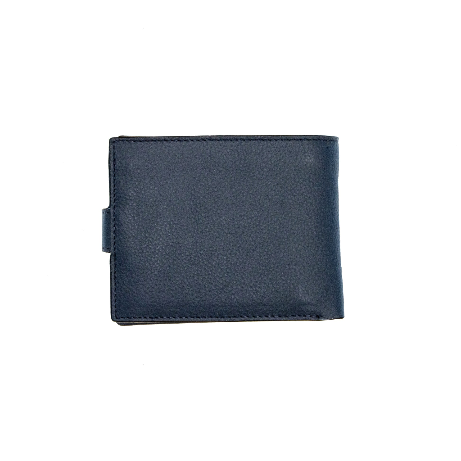 Navy leather two fold wallet 
