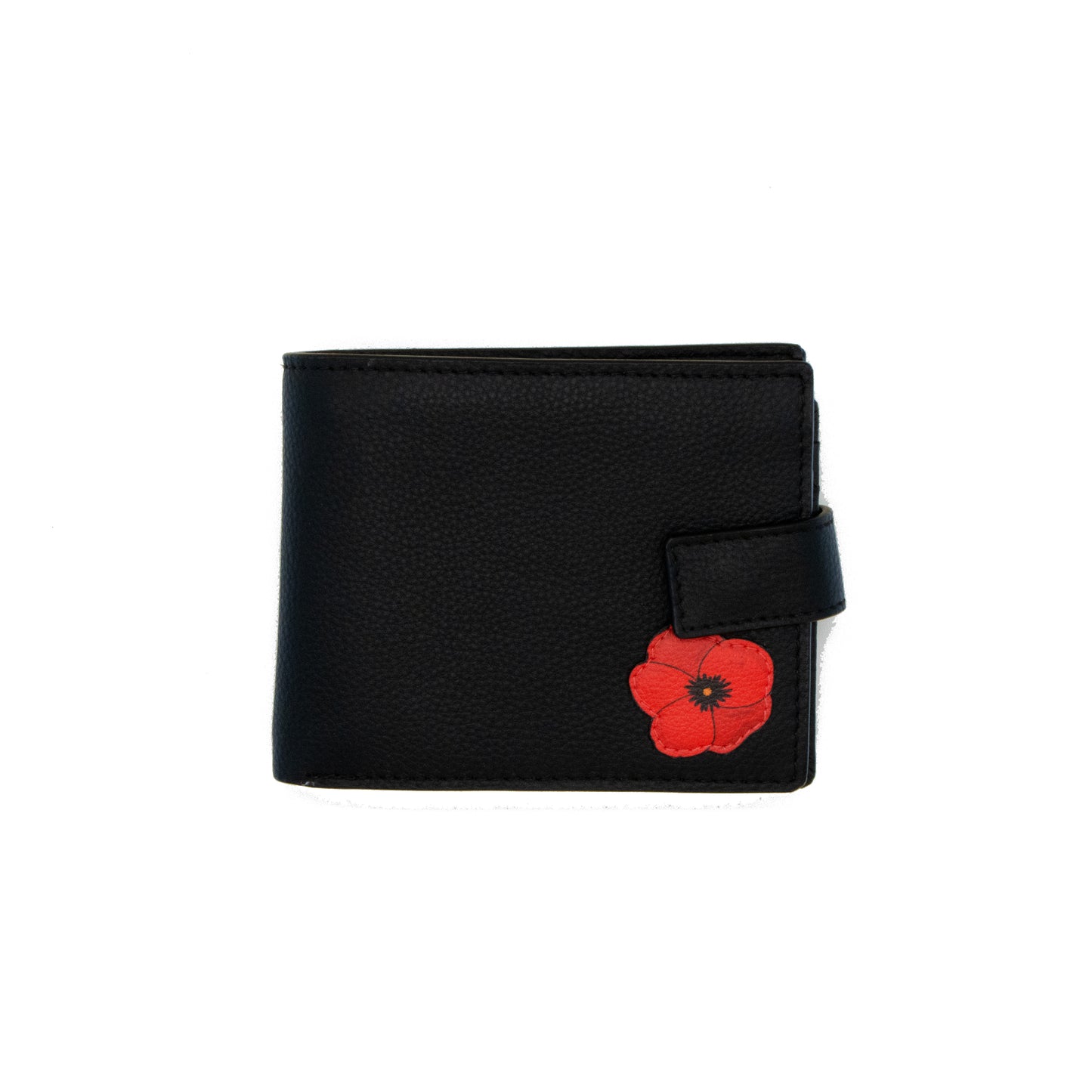 Poppy Black Leather Two Fold Wallet