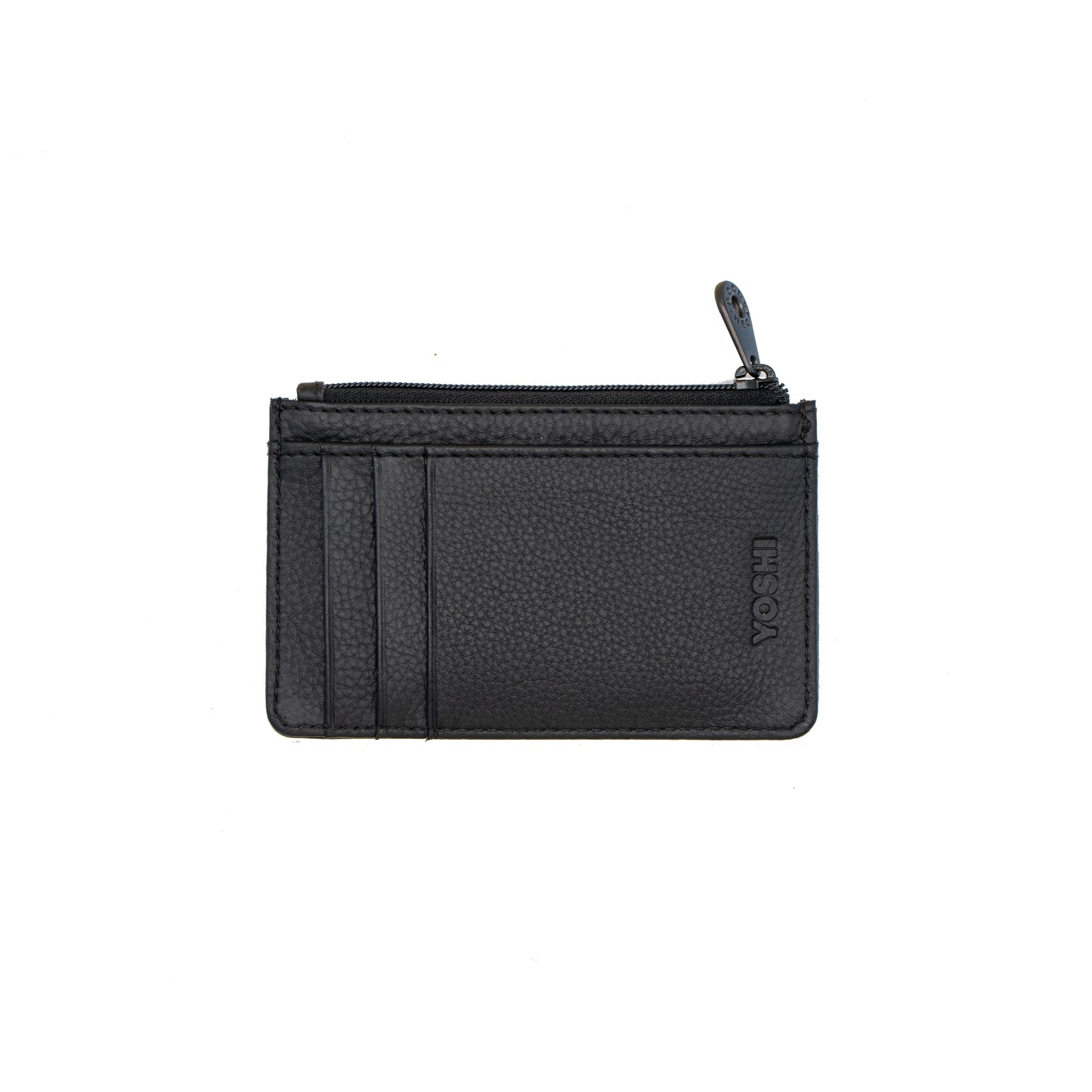Zip top black leather purse/card holder 