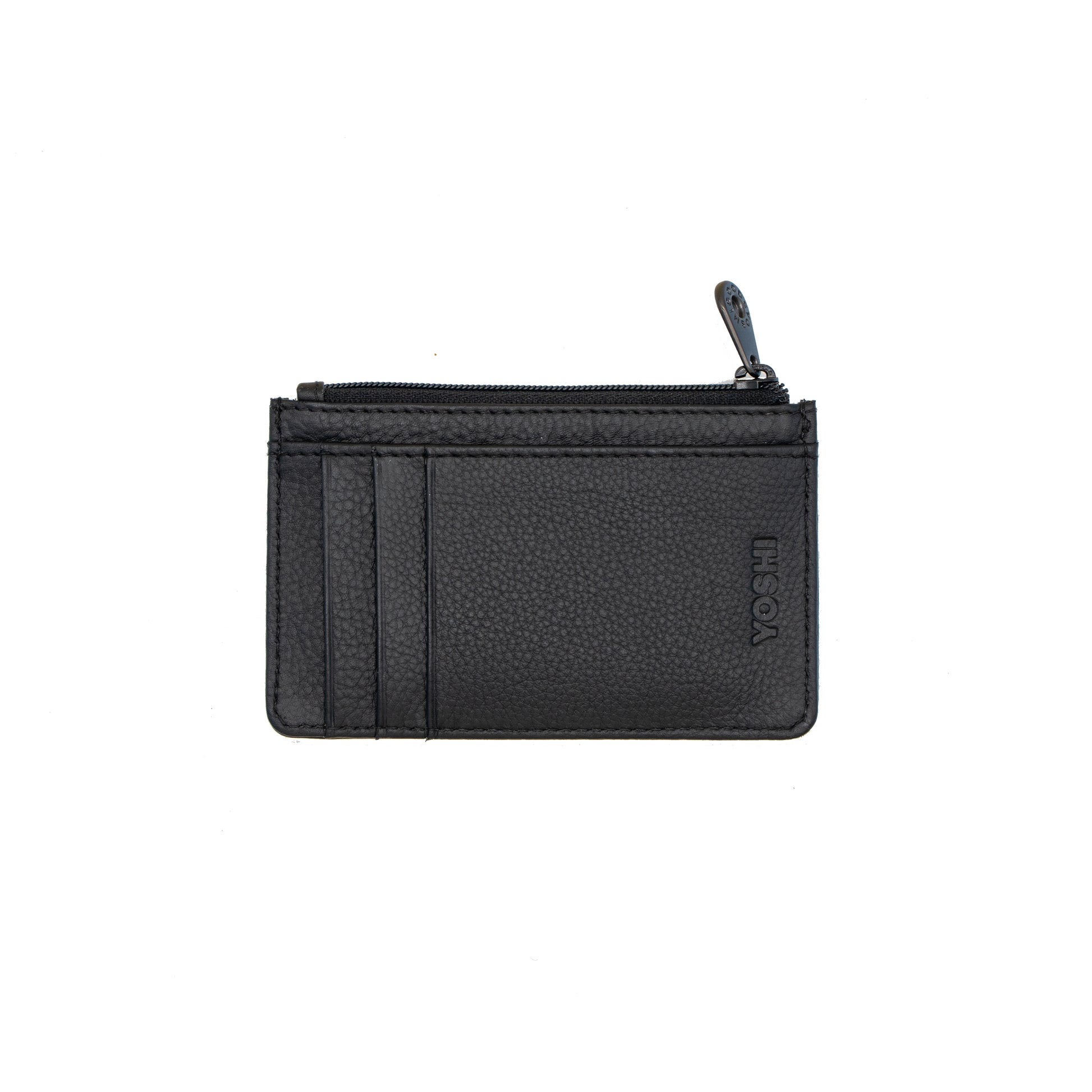 Zip top black leather purse/card holder 